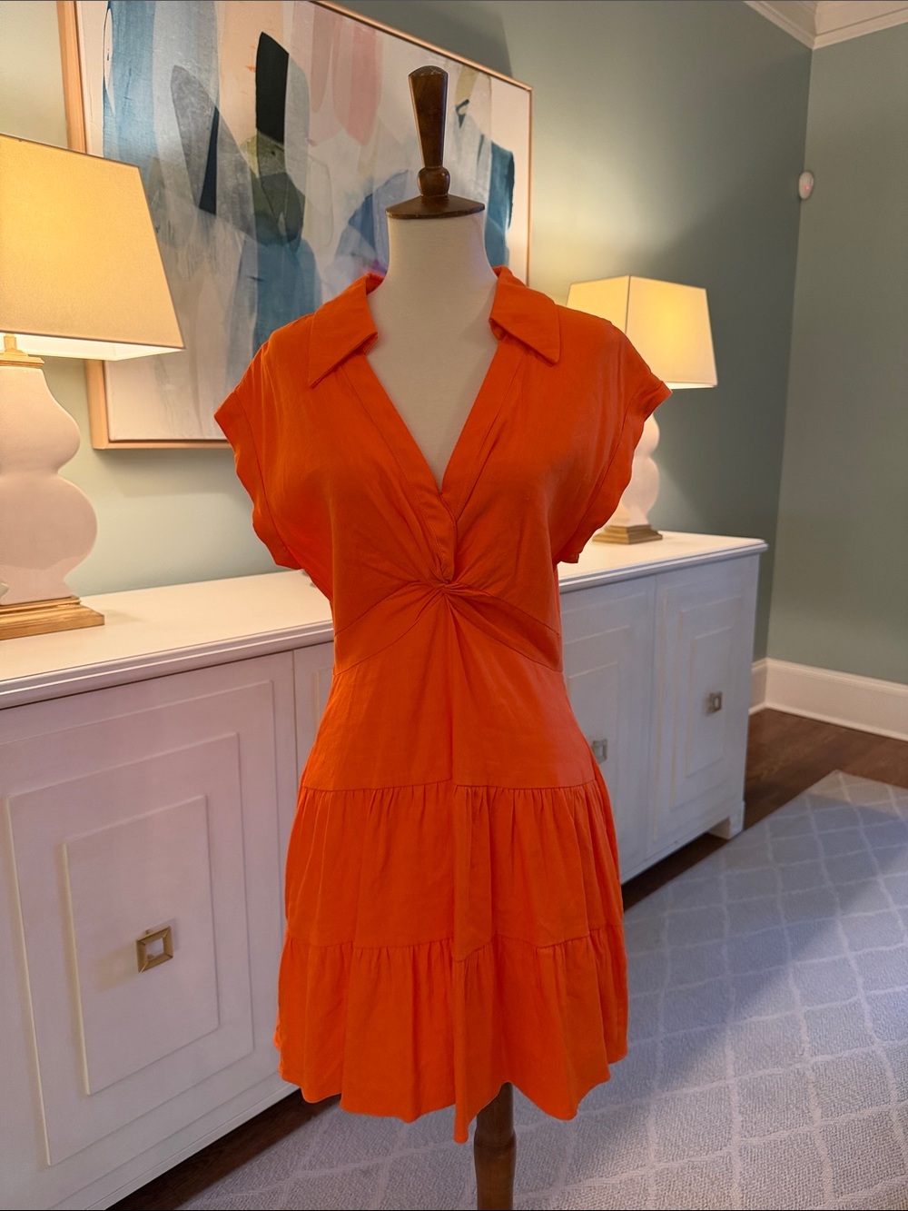 Alice and Olivia orange twist front dress.
